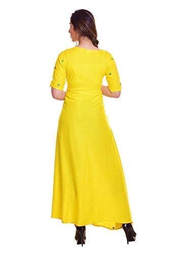 asha print women's rayon embroidered mirror work full length kurti