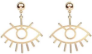 Frodete Hollow Metal Eyes Earrings Women Geometric Big Evil Eyes Tassel Dangle Earrings Lucky Jewelry Gift