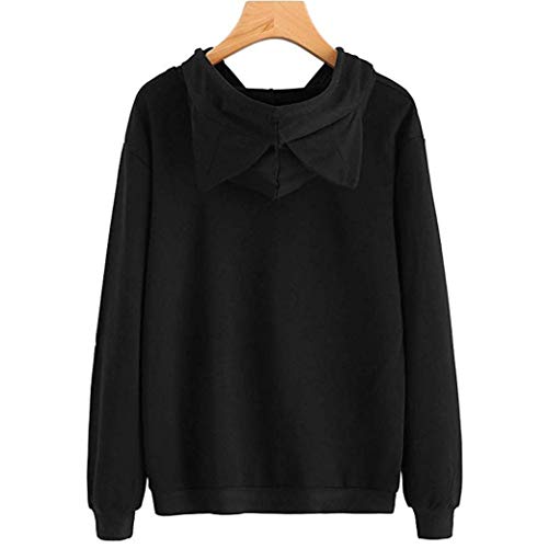 Rambling Hot Style Girls Cute Cat Ear Pullover Hoodie Long Sleeve Pouch Sweatshirts Hoody Black