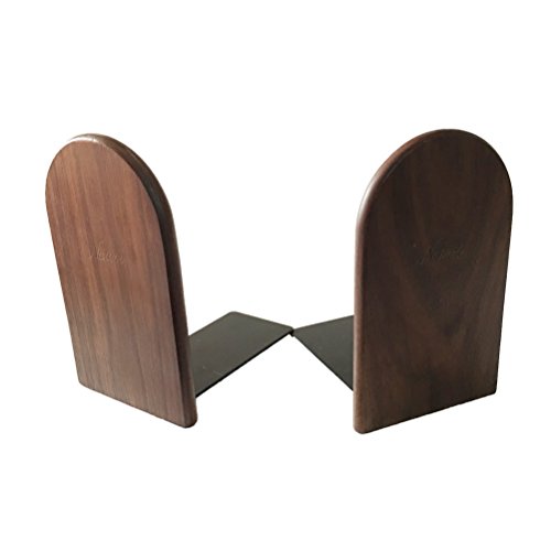 1Pair Simple Style Black Walnut Wood Bookends Bookend For Library School Study Home Office Gift (Round) - Thumbnail 7