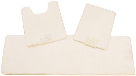3 Piece Non-slip Memory Foam Bathmat Set (20x24"+17x23"+20x64") (Ivory)