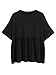 SheIn Women's Oversized Round Neck Half Sleeve Solid Babydoll Blouse Top Large Black