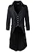 DarcChic Mens Gothic Tailcoat Jacket Black Steampunk VTG Victorian High Collar Coat (XL, Black/Brassy Button)