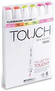 Shinhan Touch Twin Brush Marker Set of 6 Fluorescent Colors (1200623)