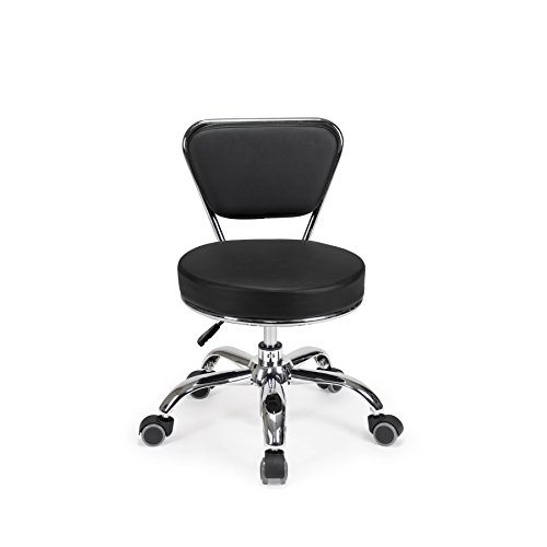 Colorful Pedicure D Line Light Rolling Nail Technician Chair, Multi-Use Short Stool (Black)