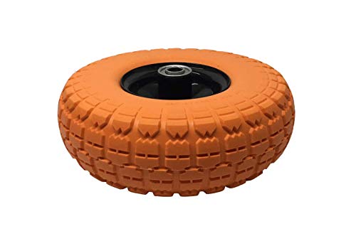 10" Flat Free Rubber Tire 5/8" Bearing Hole - Solid Tire Wheel for Lawn & Garden Dolly Hand Truck Cart/All Purpose Utility Tire on Wheel
