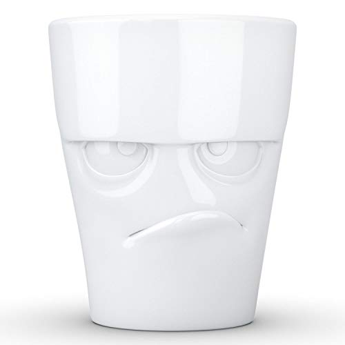 FIFTYEIGHT PRODUCTS TASSEN Porcelain Mug with Handle, Grumpy Face Edition, 11 oz. White (Single Coffee Mug) Coffee Cup