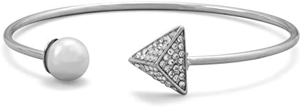 Pyramid and Ball End Cuff Bracelet Silver-tone