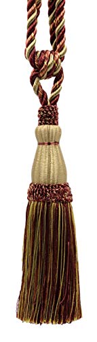 DÃ‰COPRO Set of 4 Elegant Auburn, Wine, Beachwood, Camel Gold Curtain & Drapery Tassel Tieback|8 1/2 Inch Tassel, 30 Inch Spread (Embrace)|Style# TBC085 (8368)|Color: Flambe - PR02