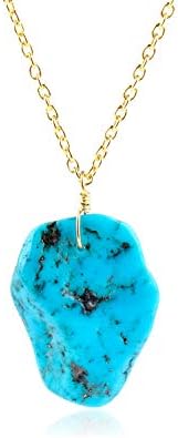 Raw Turquoise Necklace in 14K Gold Fill Sterling Silver Chain 18" December Birthstone, Handmade Jewellery