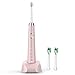 Sonic Electric Toothbrush, USB Rechargeable Toothbrush, Adult Electric Toothbrush With Holder and 2 Replacement Heads, 4 Modes with Automatic Timer (Pink)