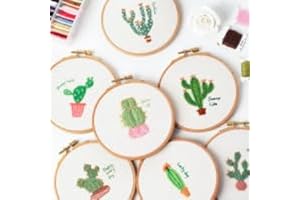 4 Pack Embroidery kit for Beginners Adults DIY Starter Kit, Cactus Embroidery Kit