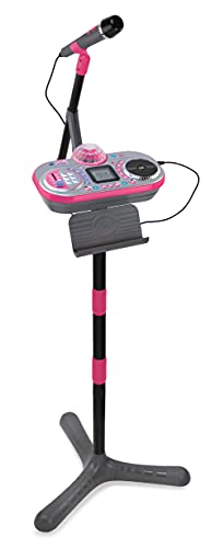 VTech Kidi Super Star DJ, Kids Microphone Toy with Songs and Sound Effects, Microphone and Adjustable Stand with Colour Changing Disco Light, Musical Toy with Games, 6 Years + 531703