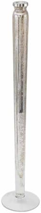 Lazy Susan Antique Silver Mercury Glass Ribbed Candlestick, Large