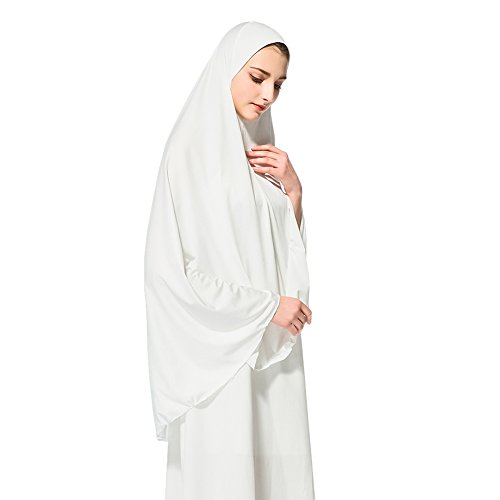 Zhengpin Women's Muslim Ramadan Soft Lightweight Jersey Hijab Long style Scarf (White, XL)