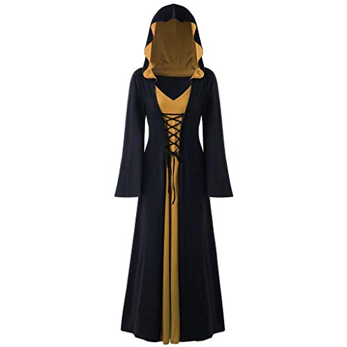 Pagoda Dress Costumes - 2DXuixsh Women Hooded Dress Costume Renaissance Gothic Dark Queen Ball Gown Steampunk