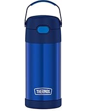 THERMOS FUNTAINER 12 Ounce Stainless Steel Vacuum Insulated Kids Straw Bottle, Blue