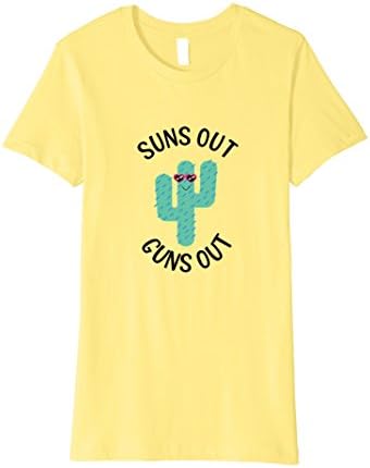 Womens Suns Out Guns Out | Funny cactus novelty t-shirt XL Lemon