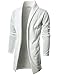 Ohoo Mens Long Sleeve Draped Lightweight Open Front Shawl Collar Longline Cardigan / DCC026-IVORY-L