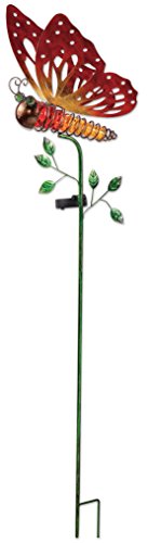 Sunset Vista Designs 92574 Orange Butterfly Garden Stake, Solar Powered Light