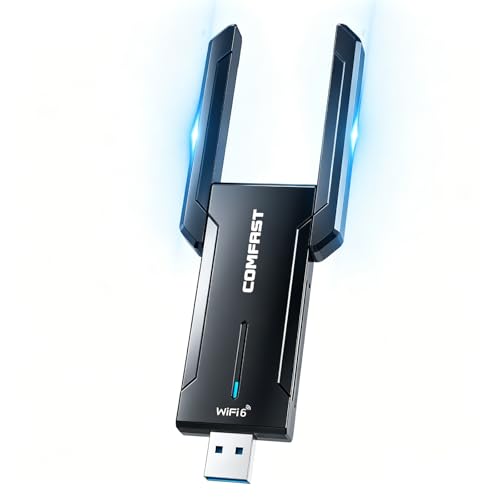 COMFAST WiFi Stick 6E, WiFi Stick for PC AX5400 Mbps Tri-Band 6GHZ / 5GHz / 2.4GHz USB WiFi Key, Powerful WiFi Adapter Compatible with Windows 11/10, WPA3, MU-MIMO