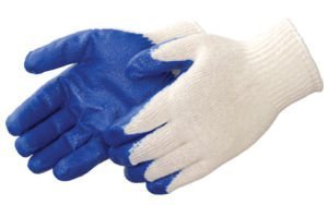 Deluxe String Knit Blue Latex Double Coated Work Gloves - Large - 10 Pairs