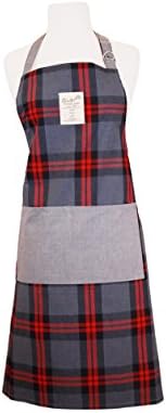 Home Bene 100% Cotton Modern Check, Cute X-back Kitchen Apron Women, Cooking Apron Red Plaids, Adjustable Length, Waist Ties, One Front Pocket, Cooking, Baking, Barbecuing, Navy