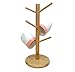 Bamboo Mug Tree Rack Stand with 6 Storage Hooks, Hold and Dry Large Coffee Mugs or Cups
