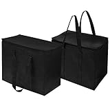 Insulated Grocery Bags (2-Pack), Leakproof Liner, Reusable, Thicker Thermal Material, Extra Large Size, Stands Upright, Collapsible, with Zippered Lid