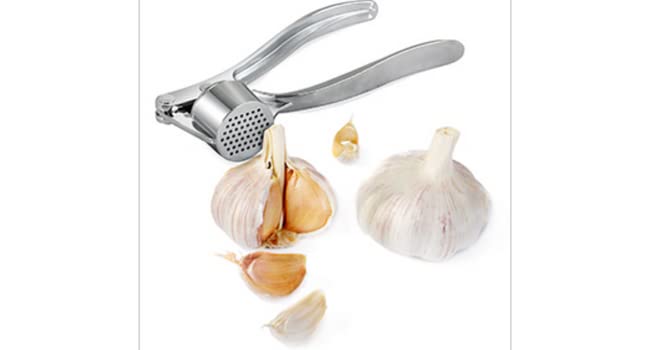 Professional Kitchen Garlic Press/Mincer/Crusher UK, Peeler Squeezer Heavy Duty Steel Garlic Presser, User-Friendly Chopper, Easy-Squeeze Ergonomic Handle, Clean and Durable - by TRIXES
