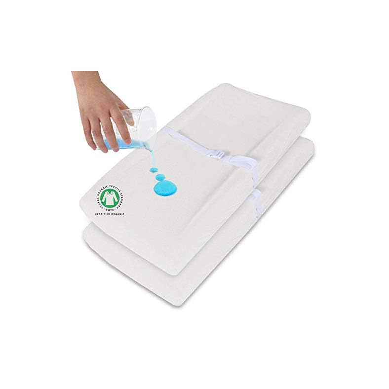 Changing Pad Cover Waterproof / 100% Organic Cotton Changing Pad Cover, 2 Pack Diaper Changing Pad Cover, Ultra Soft…