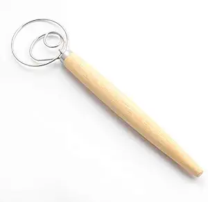 Danish Dough whisk-Kitchen grade hand mixer and mixer for baking cakes, desserts, sourdough, pizza, pastry-including (2) food grade silicone dough scrapers