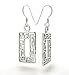 Greek Key Geometric Rectangle Sterling Silver Hook Earrings