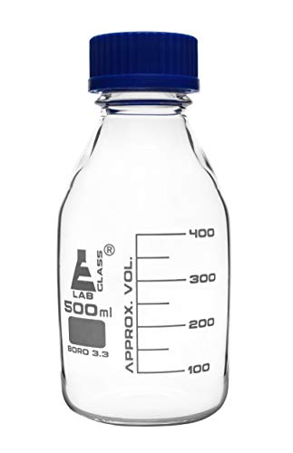 EISCO Reagent Bottle, 500ml - Transparent with Blue