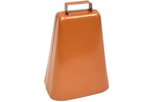 RODEO HARD Copper Bull Cow Bell - Large 6 3/4" for Steer and Bull Ropes - Spot-Welded Side Seam, Copper Finish Steel Bell