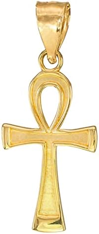 Amazon.com: 10k Yellow Gold Egyptian Ankh Cross Charm Pendant
