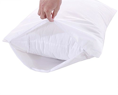 Standard Size Pillow Protectors - White Waterproof - 3M Stain Release And TPU Laminated, Set of 2 Pillow Protectors