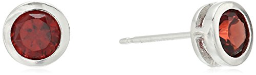 Amazon EssentialsSterling Silver Genuine and Created Gemstone 5mm Bezel Set Birthstone Stud Earrings (previously Amazon Collection)