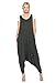 Annabelle Women's Comfy Rayon Solid Color Sleeveless Harem Jumpsuits Charcoal Mid Grey Large J8004