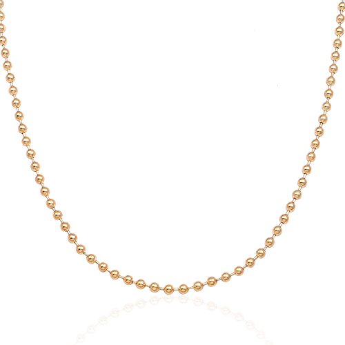 24 Inch Mens Stainless Steel Unisex Gold Beaded Ball Chain Necklace Link 3mm (30 Inches)
