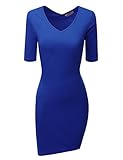 Doublju Womens Plus-size Short Sleeve V-neck Rib Cotton Knit Casual Dress
