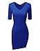 Doublju Womens Plus-size Short Sleeve V-neck Rib Cotton Knit Casual Dress
