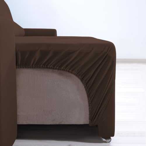 Capa Protetora de Sofá Retrátil Reclinável 3 Módulos King em Malha Gel Lisa Cobre Braço Completo (Tabaco)