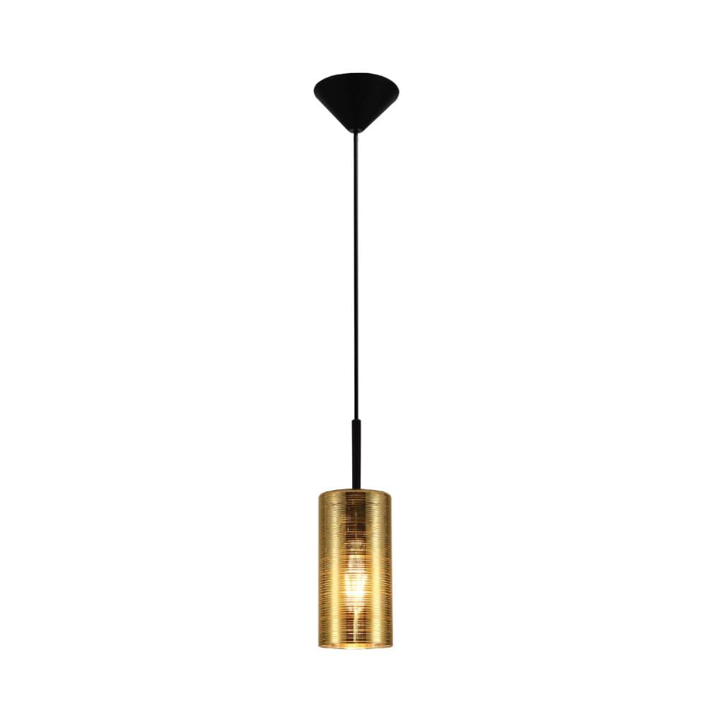 TEKLED Jupiter Cylinder Glass Shade Ceiling Light | E27 Edison Bulb Base | Home&Industrial Modern Design Pendant Light | for Bar Kitchen Dining Room Coffee Shop Restaurant |Gold (Bulb not Included)