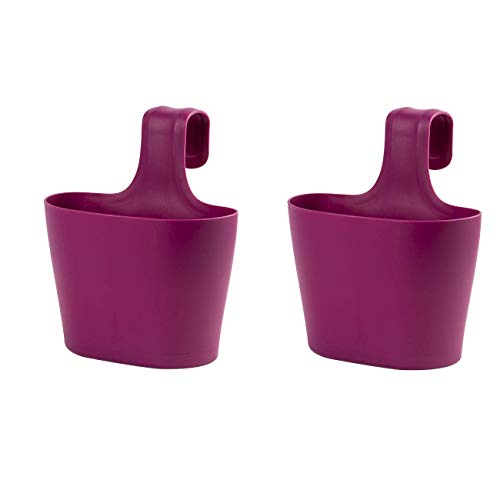 Design 2X Pflanzkasten Blumenkiste Blumenkasten hängend für Balkon oder Garten in Lila 2,8l mit Aufhängevorrichtung und…
