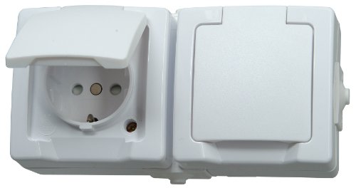 Kopp Nautic Steckdose und Schalter Kombination für Feuchtraum, IP44, 250V (16A), Aufputz Schutzkontakt, arktis-weiß… – Bild 6