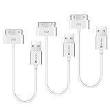 Spater 30-Pin Short USB Cables Compatible with iPhone 4 / 4S / 3G / 3GS, iPad 1/2 / 3, and iPod Nano - 3 Packs/7 Inch