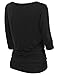 TWINTH Womens Plus Size Drape Top Side Shirring Dolman Sleeve Basic Jersey Tops Black Medium