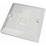rhinocables® Ethernet Faceplate Single & Double Socket RJ45 Network Face Wall Plate Various CAT5e CAT6 CAT6A Gigabit 1 2 4 Port (1 Port, CAT6)