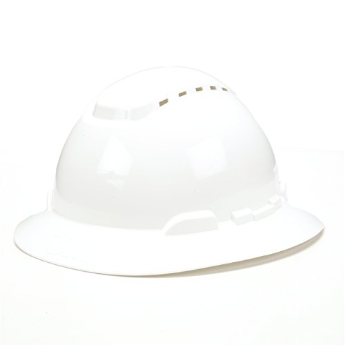 3M Full Brim Hard Hat H-801V, White 4-Point Ratchet Suspension, Vented